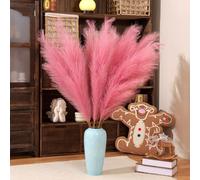 Pampas Grass Decor Tall,Pampas Grandes Florales esponjosas 8 Piezas 43"/110cm,Flores de Plumas largas para arreglo de Boda Boho Sala de Estar (8 Piezas 43"/110cm, Rosa Oscuro)