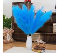 Pampas Grass Decor Tall,Pampas Grandes Florales esponjosas 8 Piezas 43"/110cm,Flores de Plumas largas para arreglo de Boda Boho Sala de Estar (8 Piezas 43"/110cm, Azul Marino)