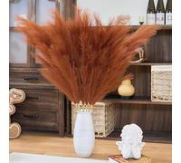 Pampas Grass Decor Tall,Pampas Grandes Florales esponjosas 8 Piezas 43"/110cm ,Flores de Plumas largas para arreglo de Boda Boho Sala de Estar (8 Piezas 43"/110cm, Naranja quemada)