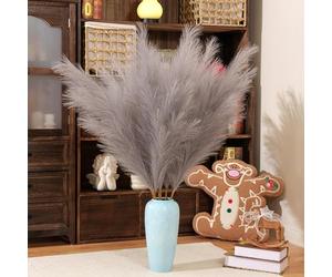 Pampas Grass Decor Tall,Pampas Grandes Florales esponjosas 8 piezas110cm,Flores de Plumas largas para arreglo de Boda Boho Sala de Estar (8 Piezas 43"/110cm, Gris)