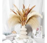 Pampas Secas Decoracion, 50 Piezas Flores Secas Naturales 42-45 cm, Ramo de Flores secas, Marrón、Hierba de Pampa Blanca Frondas Esponjosas, para Arreglos Florales de Boda Decoración del Hogar