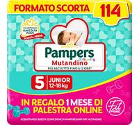 Pampers Baby Dry Braguita & Fit Prime Junior 114 Pañales, Talla 5 (12-18 Kg)