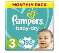 Pampers - Baby Dry - Pañales - Talla 3 (4-9 kg) - 198 pañales