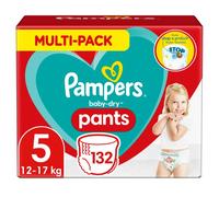 Pampers - Baby Dry Pants - Pañales talla 5 (12-17 kg) - Pack 1 mes (x132 bragas) Easy-On para hasta 12 horas de secado transpirable, paquete mensual: el empaque puede variar