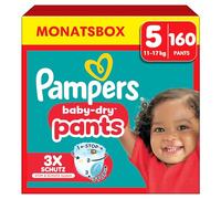 Pampers - Pañales para bebé, tamaño 5 (12-17 kg), 160 pañales, paquete de 1 mes, mantenimiento de 360 grados, fácil de cambiar, ahora con más pañales