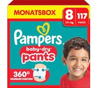 Pampers Baby Dry Pants Talla 8, 117 Pañales 17kg+, Ajuste 360° Para Prevenir Aberturas y Fugas