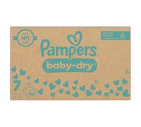 Pampers Baby-Dry Talla 7, 132 pañales, 15 kg, paquete mensual, hasta una noche 100% libre de fugas