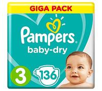 PAMPERS Baby-Dry, tamaño 3, 6 -10 kg, Giga Pack, 136 unidades