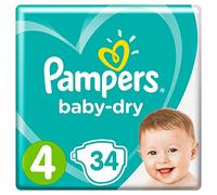 Pampers Baby Dry Pañales Tamaño 4 De 9 A 14 Kg Contenido 34 Piezas