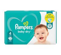 Pampers Baby-Dry Tamaño 4, 44 pañales, 9-14 kg, paquete esencial, canales de aire para sequedad transpirable durante la noche