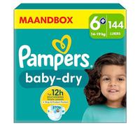 Pampers Baby-Dry Tamaño 6+, 144 capas, 14kg-19kg, con un bolsillo Stop & Protect en la parte posterior del pañal para una noche hasta el 100% sin fugas