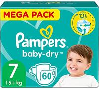 PAMPERS BABY-DRY TAMAÑO 7 60 CAPAS