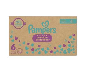 Pampers Baby - Pañales sellados de protección premium, tamaño 6 (13 kg más) 144 unidades, paquete de ahorro mensual, comodidad y protección para pieles sensibles