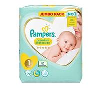 Pampers Caja de pañales jumbo para recién nacido, talla 1 - Paquete de 72 pañales