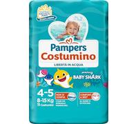 Pampers Disfraz, talla 4 (8-15 kg), 11 pañales | Doble barrera lateral antifugas, fácil de quitar, banda elástica envolvente, playa, piscina, verano, Baby Shark