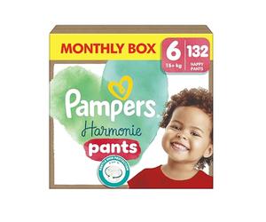 Pampers Harmonie Pants Talla 6, 15 kg +, caja mensual (72 pañales de bragas), protección suave de la piel e ingredientes a base de plantas