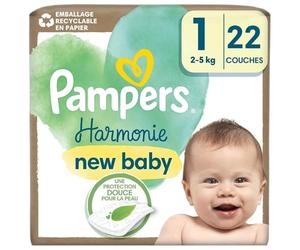 Pampers Harmony Baby Pañales tamaño 1, 22 pañales, 2 kg-5 kg