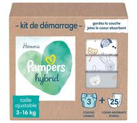 Pampers - Harmony Hybrid Starter Pack, 3 pañales lavables + 25 sábanas superiores desechables - 1 paquete