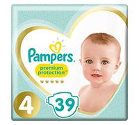 Pampers New Baby Premium Protection 4 39pieza(s) - Pañal (Universal, Pañal desechable, Verde, Amarillo, Velcro, Bolsa de plástico)