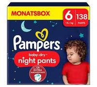 Pampers Night Pants, tamaño 6, 138 capas, 15 kg+, mantenimiento de 360° contra fugas con un corazón súper absorbente para una protección reforzada toda la noche, paquete de 1 mes