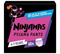 Pampers Ninjamas - Pantalones de pijama para niñas, 4-7 años (17-30 kg), 60 pantalones de noche, protección contra fugas durante toda la noche, el embalaje puede variar