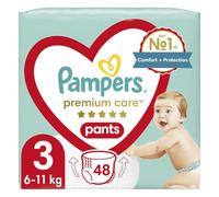 Pampers Pack 3 Pañales Pants (6-11 kg), cuidado premium, 48 unidades, protección y comodidad Pampers en pañales fáciles de poner