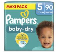 Pampers Pañales Bebe Baby-Dry 11-16 kg Tamaño 5 - Paquete de 90