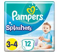 Pampers - Pañales de baño desechables Splashers tamaño 3-4 (6-11kg) para una protección óptima en el agua, 12 capas