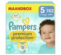 Pampers Pañales para bebé tamaño 5 (11-16 kg) Premium Protection, Junior, MONATSBOX, la mejor comodidad y protección para pieles sensibles, 152 unidades
