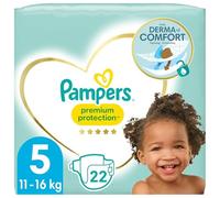 Pampers Pañales para bebé, tamaño 5 (11-16 kg), protección superior, Junior, 22 unidades, paquete individual, mejor comodidad y protección para pieles sensibles.