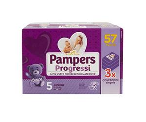 Pampers Pañales Progressi Junior Talla 5, 57 unidades - 3000 g