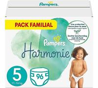 Pampers Pañales Talla 5 (11-16 kg), Armonía, 96 Pañales para bebé (juego de 4 x 24), 0% de compromiso, 100% de absorción, ingredientes de origen vegetal, hipoalergénicos
