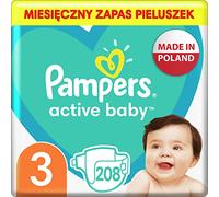 Pampers Pañales tamaño 3 (6-10 kg), 208 unidades, paquete mensual, protección contra fugas todo el día