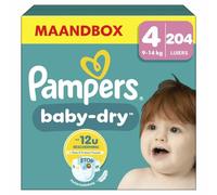 Pampers Pañales tamaño 4 (9 - 14 kg) Baby Dry, maxi, caja de meses, hasta 12 horas de protección total contra fugas, 204 unidades