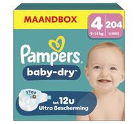 Pampers Pañales tamaño 4 (9 - 14 kg) Baby Dry, maxi, caja de meses, hasta 12 horas de protección total contra fugas, 204 unidades