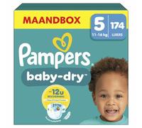 Pampers Pañales tamaño 5 (11 - 16 kg) Baby Dry, Junior, caja de meses, hasta 12 horas de protección contra fugas, 1 paquete, 174 unidades