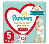 Pampers Pañales tamaño 5 (11-16 kg), cuidado premium, 52 unidades, más suaves para la piel de bebé, pañales fáciles de poner
