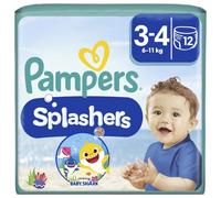 Pampers - Pañales de baño desechables Splashers tamaño 3-4 (6-11kg) para una protección óptima en el agua, 12 capas