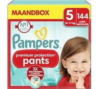 Pampers Pantalones de protección premium talla 5, 144 pañales, 12 kg - 17 kg, comodidad y protección con los pantalones Pampers para un fácil ajuste