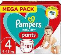PAMPERS PANTS TAMAÑO 4 BEBY-DRY CAULOTES 107 CAPAS (9-15 KG)