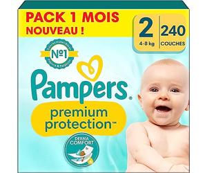 Pampers Premium - Protección de tamaño 2, capas X240, 4 kg - 8 kg, nuestro número 1 para la comodidad y la protección de las pieles sensibles