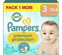 Pampers Pañales Premium Protection T. 3 Midi 6-10kg caja 1x 204 pañales - talla3 (6-11 kg)