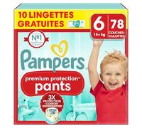 Pampers Premium - Protección para pantalones (6, 78 capas, 15 kg, con sujeción 360 grados y materiales ultra suaves para nuestra mejor comodidad y protección + 10 toallitas armonía Aqua gratis