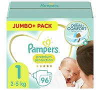 Pampers Premium Protection 81689089 pañal desechable Niño/niña 1 96 pieza(s) - Pañales desechables (Niño/niña, Tape diaper, 2 kg, 5 kg, Multicolor, Velcro)
