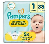 Pampers Premium Protection New Baby - Pañales para bebé (talla 1, 2-5 kg, 33 unidades)