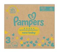 Pampers Premium Protection New Baby Size 3, 204 pañales, 6kg-10kg, paquete mensual + toallitas húmedas Pampers Harmonie Aqua Baby 10 unidades