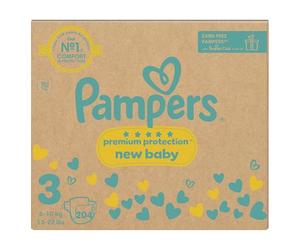Pampers Premium Protection New Baby Size 3, 204 pañales, 6kg-10kg, paquete mensual + toallitas húmedas Pampers Harmonie Aqua Baby 10 unidades