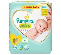 Pampers Caja de pañales jumbo para recién nacido, talla 1 - Paquete de 72 pañales