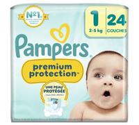 Pampers Premium Protection - Pañales (talla 1, 2-5 kg, 24 unidades)