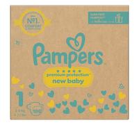 Pampers Premium Protection - Toallitas para bebé, tamaño 1, 180 pañales, 2 kg a 5 kg, paquete mensual + toallitas húmedas Pampers Harmonie Aqua, 1 paquete de 10 toallitas